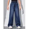 image:imageRoseSeek Girls Baggy Wide Leg Jeans High Elastic Waisted Denim Pants Casual Jeans with Bow Y2K StreetwearDeep Blue