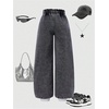 image:imageRoseSeek Girls Baggy Wide Leg Jeans High Elastic Waisted Denim Pants Casual Jeans with Bow Y2K StreetwearGrey