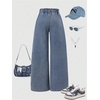 image:imageRoseSeek Girls Baggy Wide Leg Jeans High Elastic Waisted Denim Pants Casual Jeans with Bow Y2K StreetwearLight Medium Wash