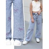 image:imageRoseSeek Girls Baggy Wide Leg Jeans High Elastic Waisted Denim Pants Casual Jeans with Bow Y2K StreetwearLightly Wash