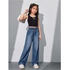 image:imageRoseSeek Girls Baggy Wide Leg Jeans High Elastic Waisted Denim Pants Casual Jeans with Bow Y2K StreetwearMedium Wash