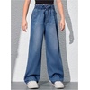 image:imageRoseSeek Girls Baggy Wide Leg Jeans High Elastic Waisted Denim Pants Casual Jeans with Bow Y2K StreetwearMedium Wash