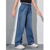 image:imageRoseSeek Girls Baggy Wide Leg Jeans High Elastic Waisted Denim Pants Casual Jeans with Bow Y2K StreetwearMedium Wash