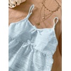 image:imageRoseSeek Girls Boho Bowknot Hollow Out Camisole Tops Spaghetti Strap V Neck Babydoll Crop TopLight Pure Blue