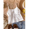 image:imageRoseSeek Girls Boho Bowknot Hollow Out Camisole Tops Spaghetti Strap V Neck Babydoll Crop TopWhite