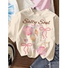 image:imageRoseSeek Girls Bow Cherry Graphic Tees Short Sleeve Crewneck Cute T Shirts Tops for Teens Summer TopsBeige White Pink