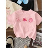 image:imageRoseSeek Girls Bow Cherry Graphic Tees Short Sleeve Crewneck Cute T Shirts Tops for Teens Summer TopsBlack Beige Pink