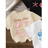 image:imageRoseSeek Girls Bow Cherry Graphic Tees Short Sleeve Crewneck Cute T Shirts Tops for Teens Summer TopsBlack Beige White