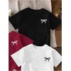 image:imageRoseSeek Girls Bow Cherry Graphic Tees Short Sleeve Crewneck Cute T Shirts Tops for Teens Summer TopsBlack White Red