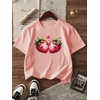 image:imageRoseSeek Girls Bow Cherry Graphic Tees Short Sleeve Crewneck Cute T Shirts Tops for Teens Summer TopsBlack Yellow Pink