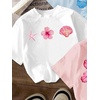 image:imageRoseSeek Girls Bow Cherry Graphic Tees Short Sleeve Crewneck Cute T Shirts Tops for Teens Summer TopsFloral Multicolor