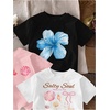 image:imageRoseSeek Girls Bow Cherry Graphic Tees Short Sleeve Crewneck Cute T Shirts Tops for Teens Summer TopsFloral White Pink Black