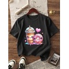 image:imageRoseSeek Girls Bow Cherry Graphic Tees Short Sleeve Crewneck Cute T Shirts Tops for Teens Summer TopsGrey Black White