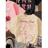 image:imageRoseSeek Girls Bow Cherry Graphic Tees Short Sleeve Crewneck Cute T Shirts Tops for Teens Summer TopsMix Beige Pink Black