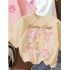 image:imageRoseSeek Girls Bow Cherry Graphic Tees Short Sleeve Crewneck Cute T Shirts Tops for Teens Summer TopsPink Beige White