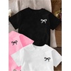 image:imageRoseSeek Girls Bow Cherry Graphic Tees Short Sleeve Crewneck Cute T Shirts Tops for Teens Summer TopsWhite Pink Black