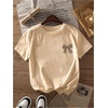 image:imageRoseSeek Girls Bow Leopard Graphic Tees Short Sleeve Preppy Summer T Shirt Aesthetic Baggy TopsApricot