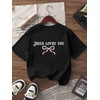 image:imageRoseSeek Girls Bow Leopard Graphic Tees Short Sleeve Preppy Summer T Shirt Aesthetic Baggy TopsBow Black