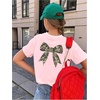 image:imageRoseSeek Girls Bow Leopard Graphic Tees Short Sleeve Preppy Summer T Shirt Aesthetic Baggy TopsBow Light Pink