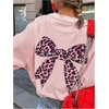 image:imageRoseSeek Girls Bow Leopard Graphic Tees Short Sleeve Preppy Summer T Shirt Aesthetic Baggy TopsBow Pink