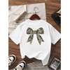 image:imageRoseSeek Girls Bow Leopard Graphic Tees Short Sleeve Preppy Summer T Shirt Aesthetic Baggy TopsBow White
