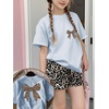 image:imageRoseSeek Girls Bow Leopard Graphic Tees Short Sleeve Preppy Summer T Shirt Aesthetic Baggy TopsBowknot Blue