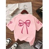image:imageRoseSeek Girls Bow Leopard Graphic Tees Short Sleeve Preppy Summer T Shirt Aesthetic Baggy TopsBowknot Pink
