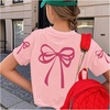 image:imageRoseSeek Girls Bow Leopard Graphic Tees Short Sleeve Preppy Summer T Shirt Aesthetic Baggy TopsBowknot Pink