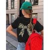 image:imageRoseSeek Girls Bow Leopard Graphic Tees Short Sleeve Preppy Summer T Shirt Aesthetic Baggy TopsCamouflage Black