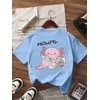 image:imageRoseSeek Girls Bow Leopard Graphic Tees Short Sleeve Preppy Summer T Shirt Aesthetic Baggy TopsCartoon Blue