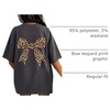 image:imageRoseSeek Girls Bow Leopard Graphic Tees Short Sleeve Preppy Summer T Shirt Aesthetic Baggy TopsDark Grey