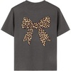 image:imageRoseSeek Girls Bow Leopard Graphic Tees Short Sleeve Preppy Summer T Shirt Aesthetic Baggy TopsDark Grey