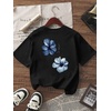image:imageRoseSeek Girls Bow Leopard Graphic Tees Short Sleeve Preppy Summer T Shirt Aesthetic Baggy TopsFloral Black