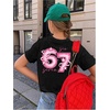 image:imageRoseSeek Girls Bow Leopard Graphic Tees Short Sleeve Preppy Summer T Shirt Aesthetic Baggy TopsGraphic Black