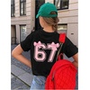 image:imageRoseSeek Girls Bow Leopard Graphic Tees Short Sleeve Preppy Summer T Shirt Aesthetic Baggy TopsLetter Black