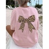 image:imageRoseSeek Girls Bow Leopard Graphic Tees Short Sleeve Preppy Summer T Shirt Aesthetic Baggy TopsLight Pink