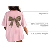 image:imageRoseSeek Girls Bow Leopard Graphic Tees Short Sleeve Preppy Summer T Shirt Aesthetic Baggy TopsLight Pink