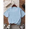 image:imageRoseSeek Girls Bow Leopard Graphic Tees Short Sleeve Preppy Summer T Shirt Aesthetic Baggy TopsSoft Blue