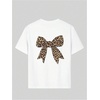 image:imageRoseSeek Girls Bow Leopard Graphic Tees Short Sleeve Preppy Summer T Shirt Aesthetic Baggy TopsWhite
