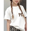 image:imageRoseSeek Girls Bow Leopard Graphic Tees Short Sleeve Preppy Summer T Shirt Aesthetic Baggy TopsWhite