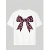 image:imageRoseSeek Girls Bow Leopard Graphic Tees Short Sleeve Preppy Summer T Shirt Aesthetic Baggy TopsWhite Bow