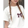 image:imageRoseSeek Girls Bow Leopard Graphic Tees Short Sleeve Preppy Summer T Shirt Aesthetic Baggy TopsWhite Bow
