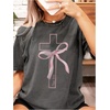 image:imageRoseSeek Girls Bowknot Cross Graphic Tees Crew Neck Short Sleeve T Shirts Streetwear TopsDark Grey