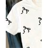 image:imageRoseSeek Girls Bowknot Letter Graphic Tshirt Short Sleeve Crew Neck Cute Summer Tee TopsBlack Bow White