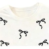 image:imageRoseSeek Girls Bowknot Letter Graphic Tshirt Short Sleeve Crew Neck Cute Summer Tee TopsBlack Bow White
