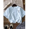image:imageRoseSeek Girls Bowknot Letter Graphic Tshirt Short Sleeve Crew Neck Cute Summer Tee TopsBlue