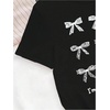 image:imageRoseSeek Girls Bowknot Letter Graphic Tshirt Short Sleeve Crew Neck Cute Summer Tee TopsBow Black