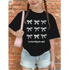 image:imageRoseSeek Girls Bowknot Letter Graphic Tshirt Short Sleeve Crew Neck Cute Summer Tee TopsBow Black