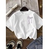 image:imageRoseSeek Girls Bowknot Letter Graphic Tshirt Short Sleeve Crew Neck Cute Summer Tee TopsBowknot White