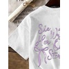 image:imageRoseSeek Girls Bowknot Letter Graphic Tshirt Short Sleeve Crew Neck Cute Summer Tee TopsBowknot White